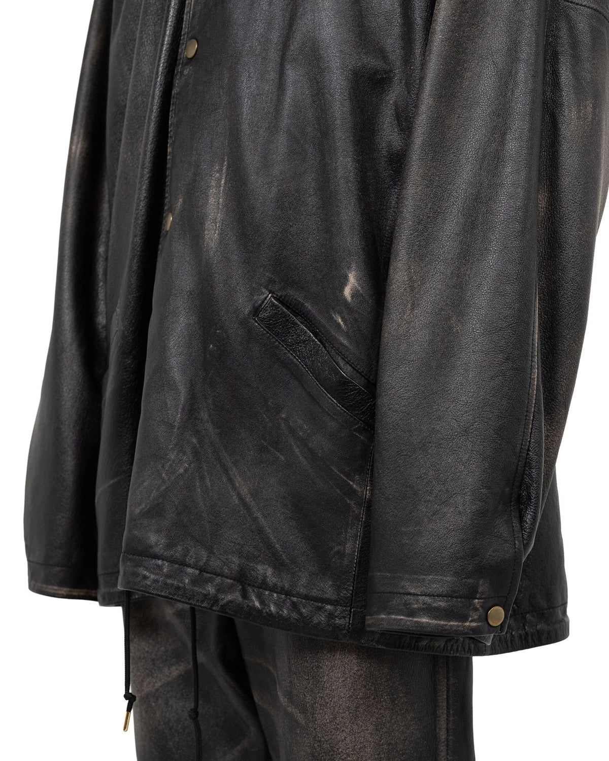 KAMIYA / Distressed Leather Coach Jacket (G15BL011)