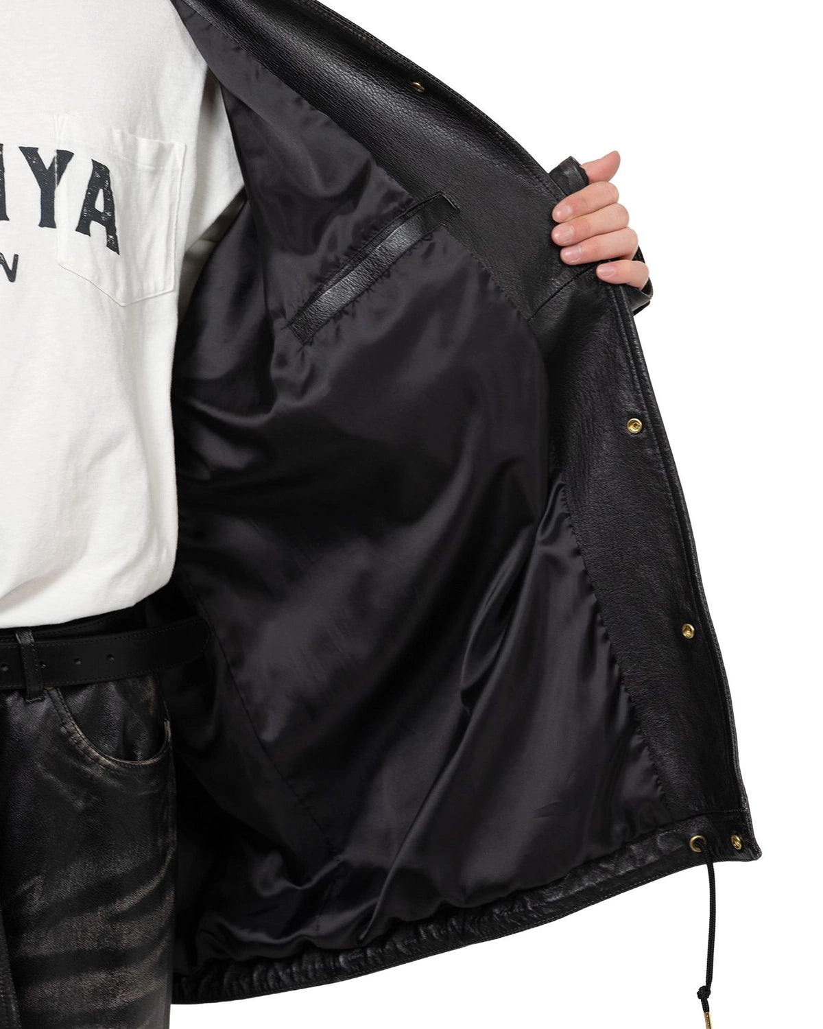 KAMIYA / Distressed Leather Coach Jacket (G15BL011)