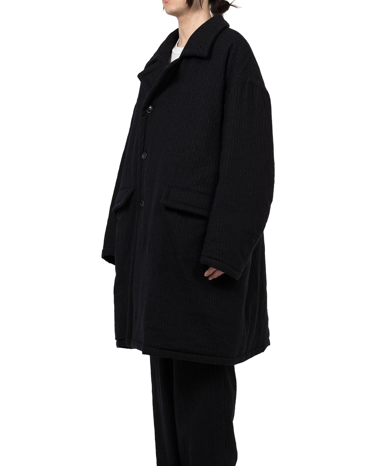 KAMIYA / Padded Pinstripe Coat (G15CT028)
