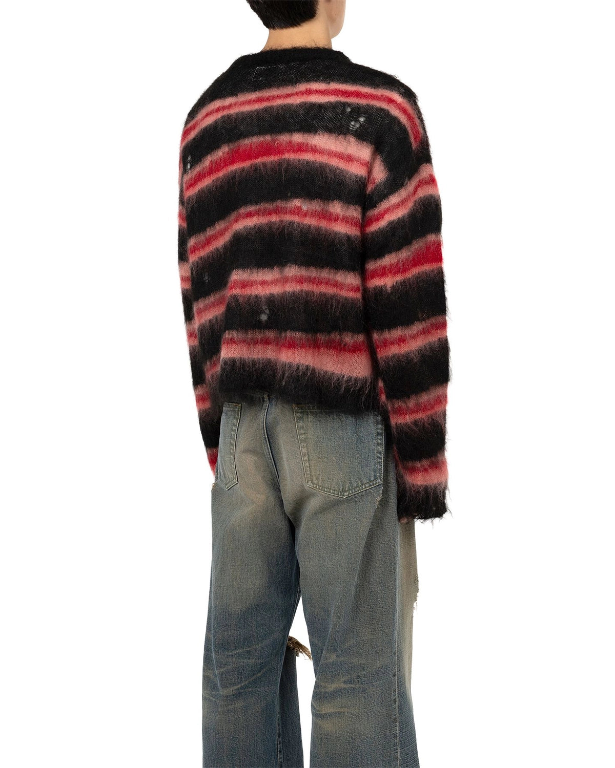 KAMIYA / Distorted Border Mohair Knit Sweater (G15PO071)