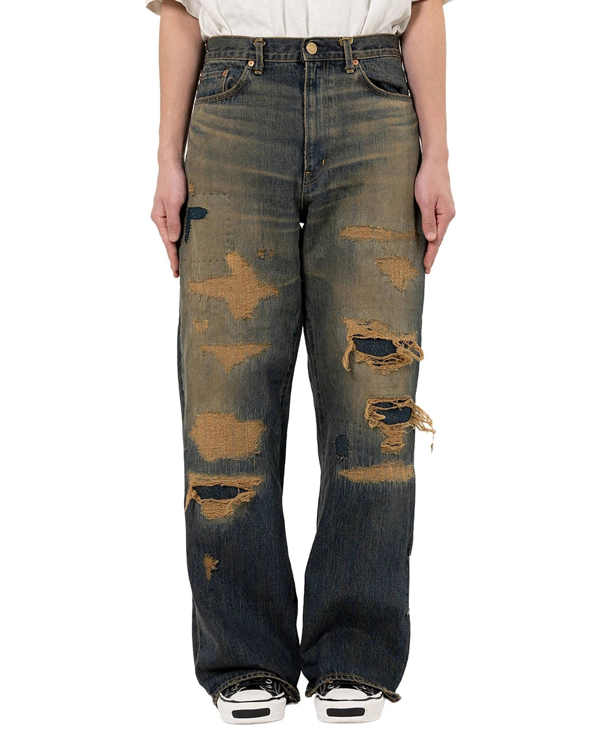 KAMIYA / BORO Bootcut Wide Denim Pants (G15PT053)