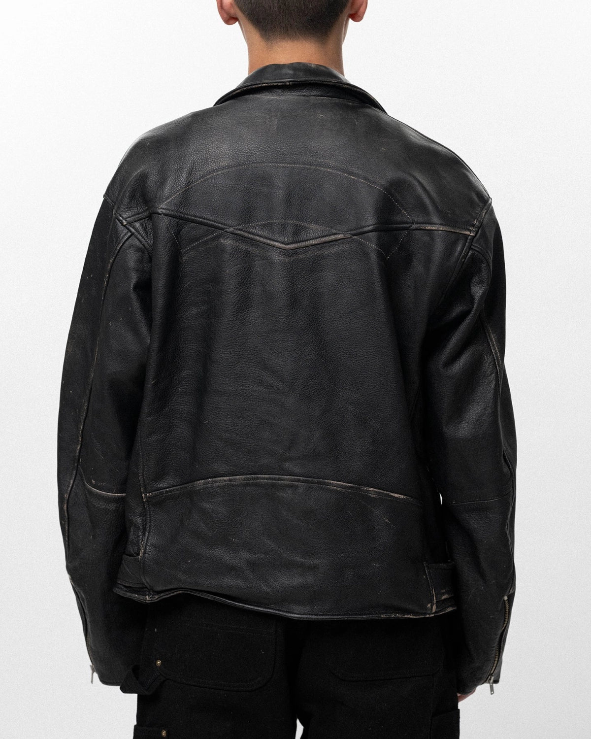 KAMIYA / Distressed Leather Biker Jacket (G16BL011)
