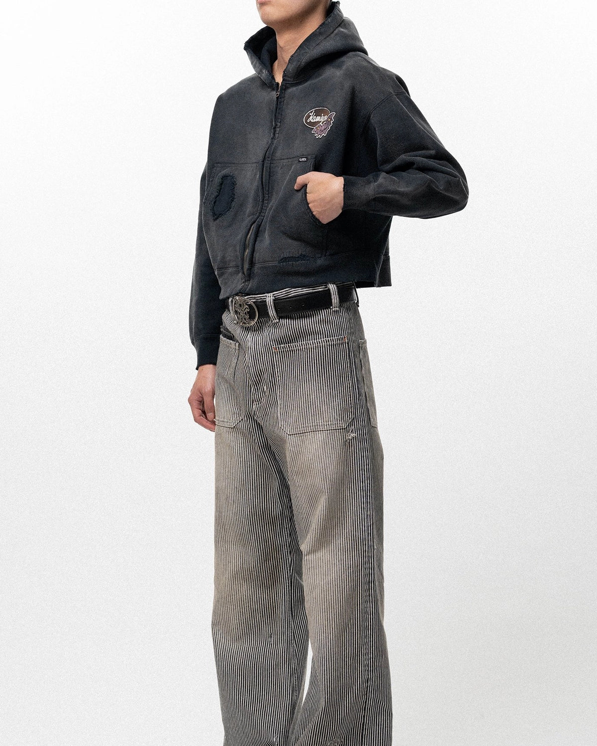 KAMIYA / Repaired Name Patch Zip Short Hoodie (G16HD070)