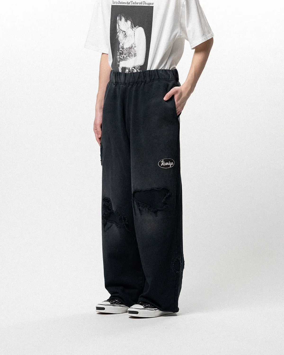 KAMIYA / Repaired Name Patch Wide Sweat Pants (G16PT071)