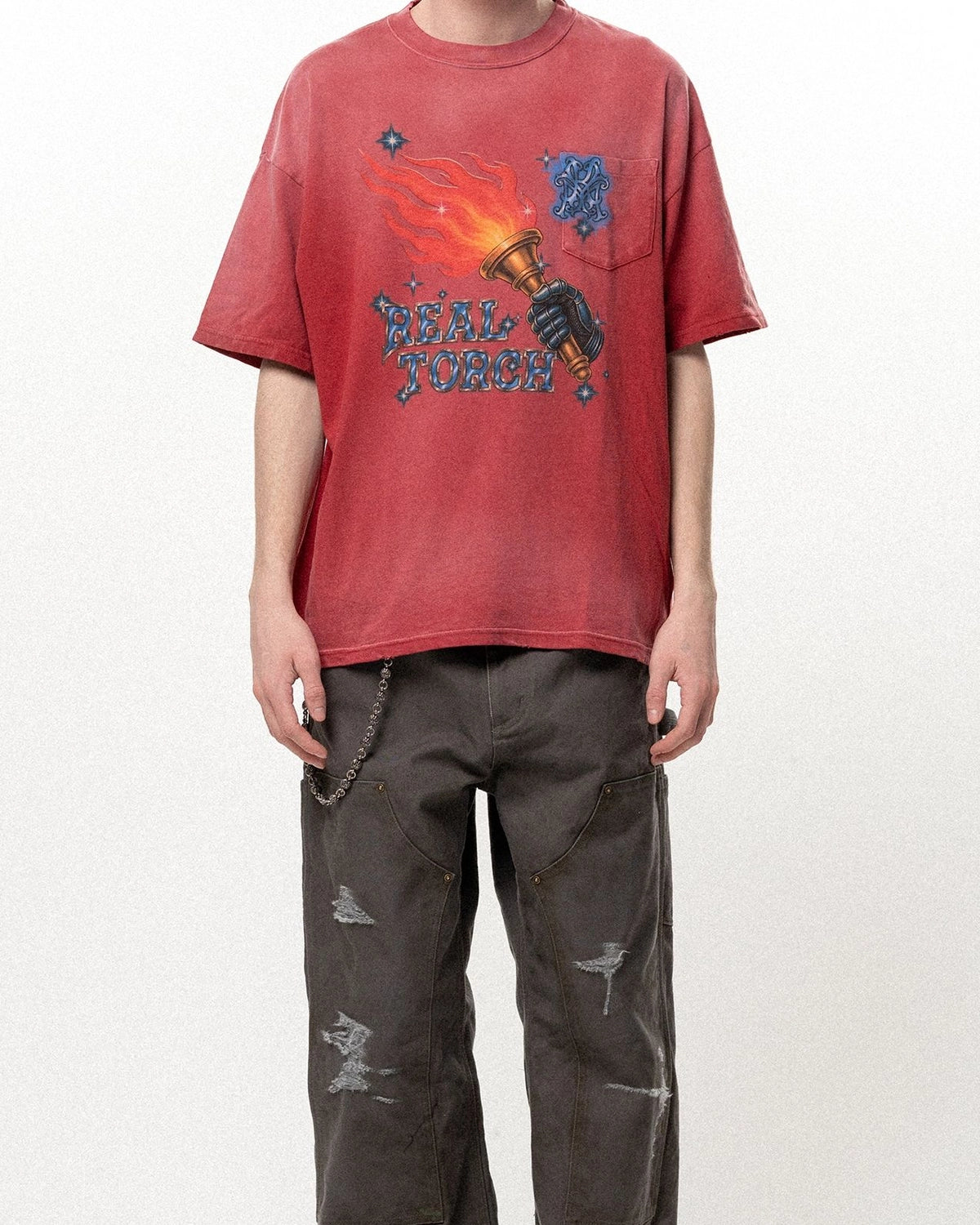 KAMIYA / "REAL TORCH" Distressed Pocket Tee (G16TS090)