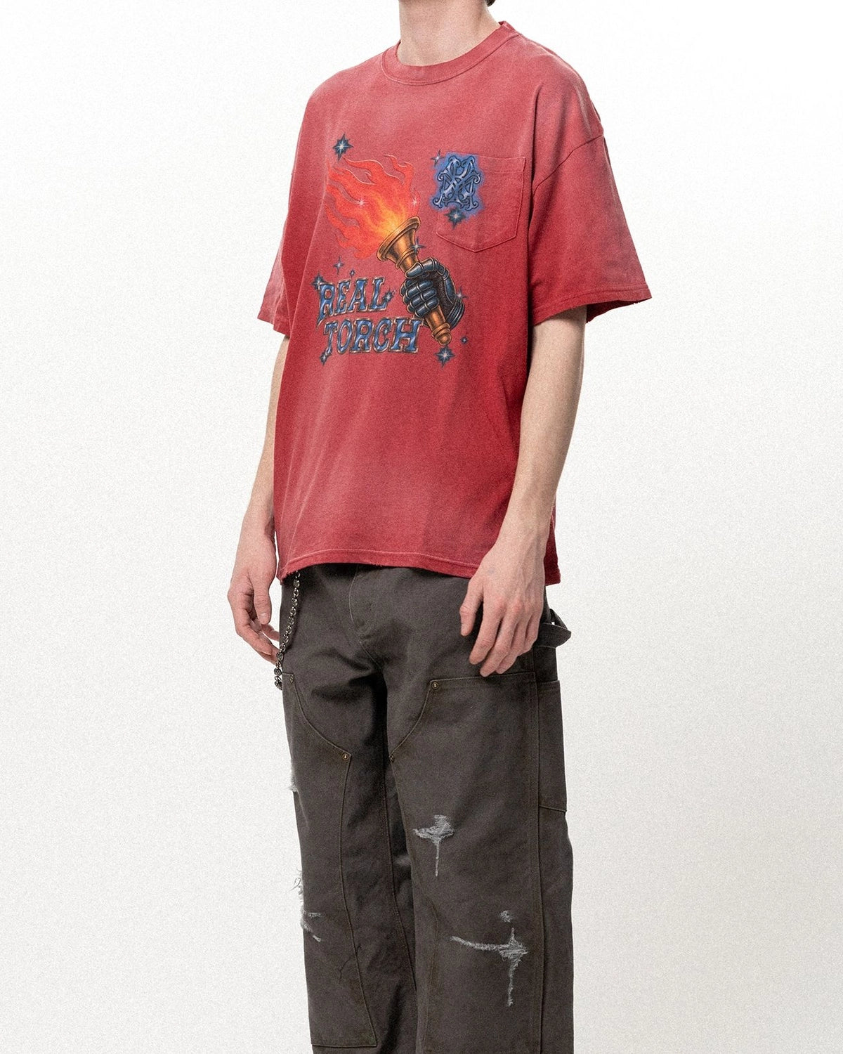 KAMIYA / "REAL TORCH" Distressed Pocket Tee (G16TS090)