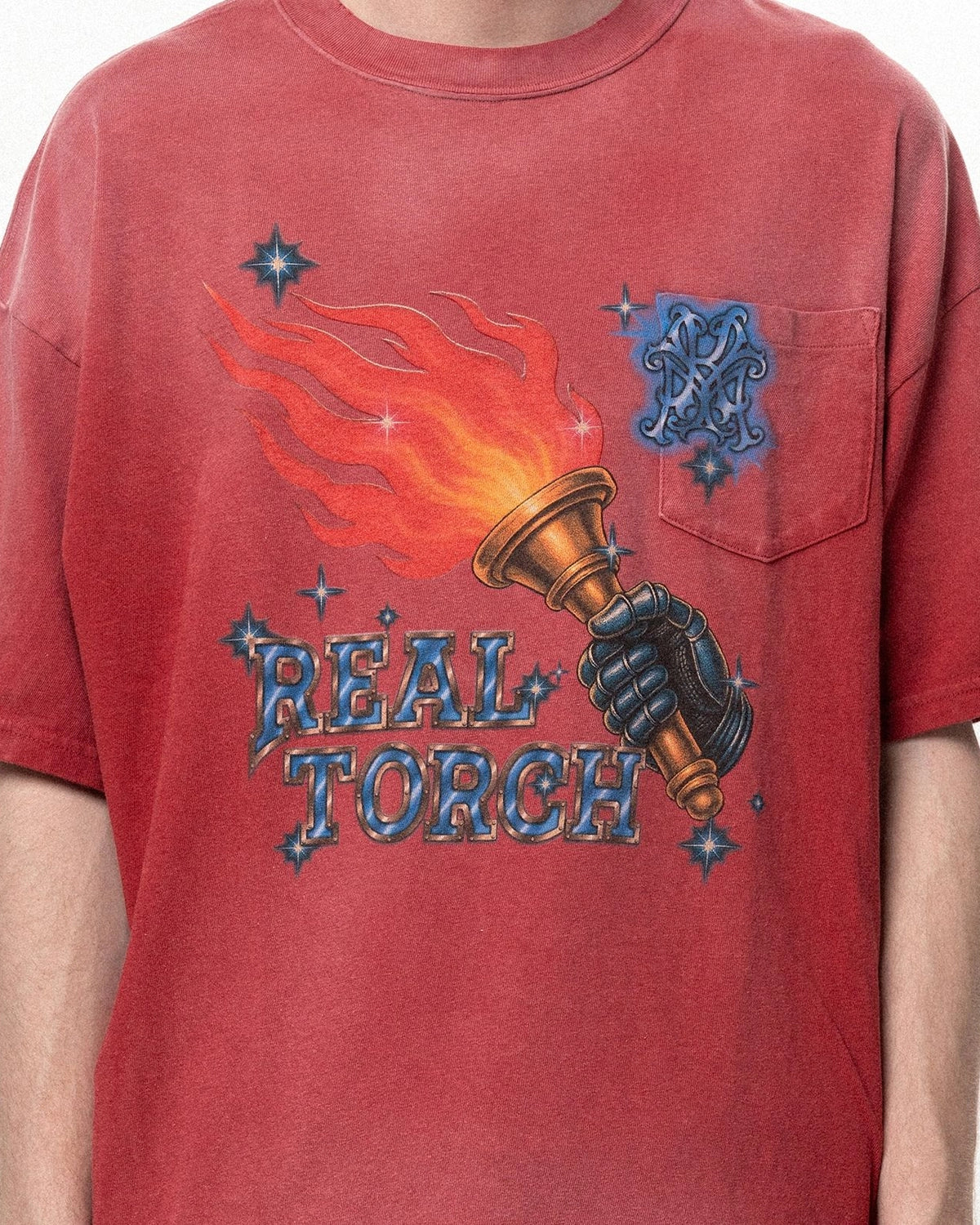 KAMIYA / "REAL TORCH" Distressed Pocket Tee (G16TS090)