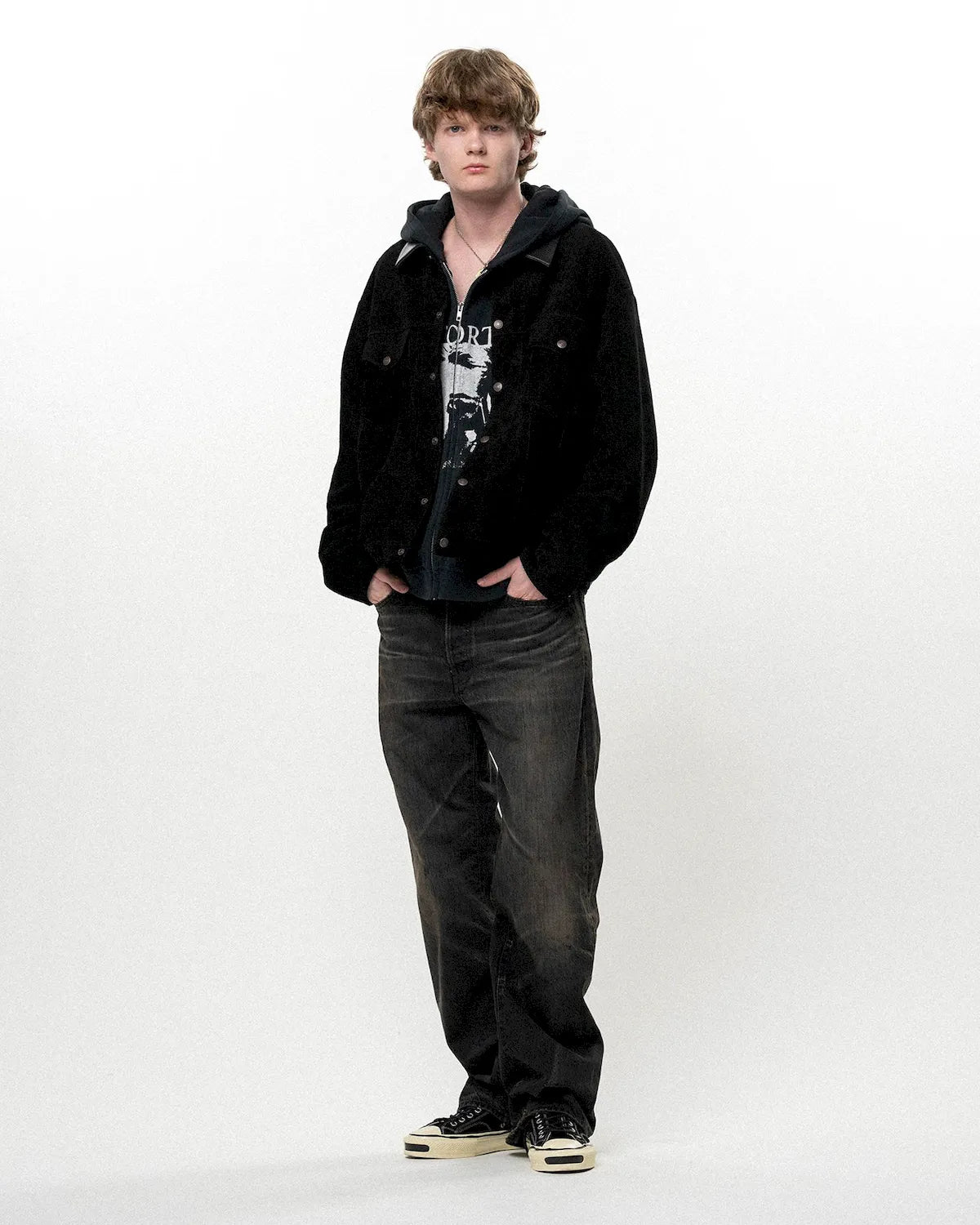 KAMIYA / Suede Trucker Jacket (G17BL014)