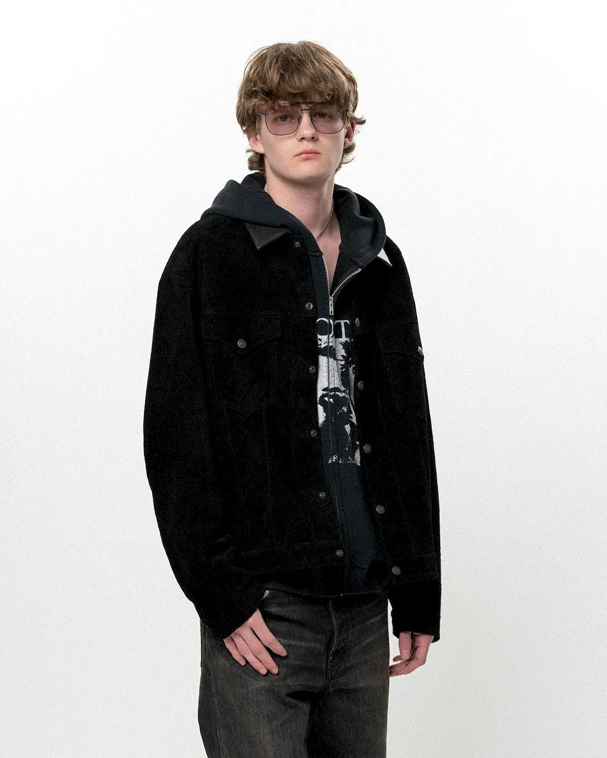 KAMIYA / Suede Trucker Jacket (G17BL014)