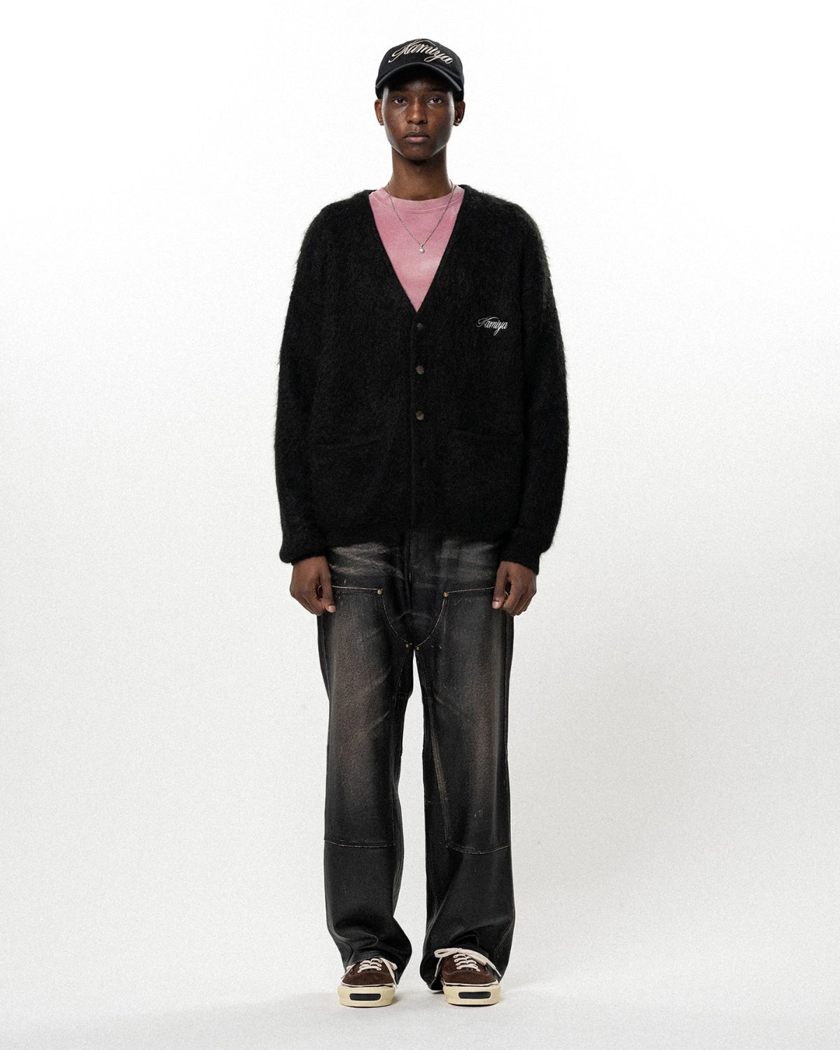 KAMIYA / Embroidered Shaggy Mohair Knit Cardigan (G17CD076)