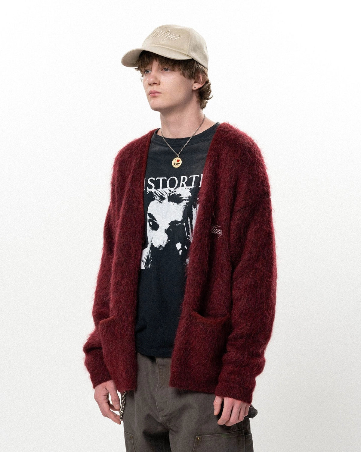 KAMIYA / Embroidered Shaggy Mohair Knit Cardigan (G17CD076)