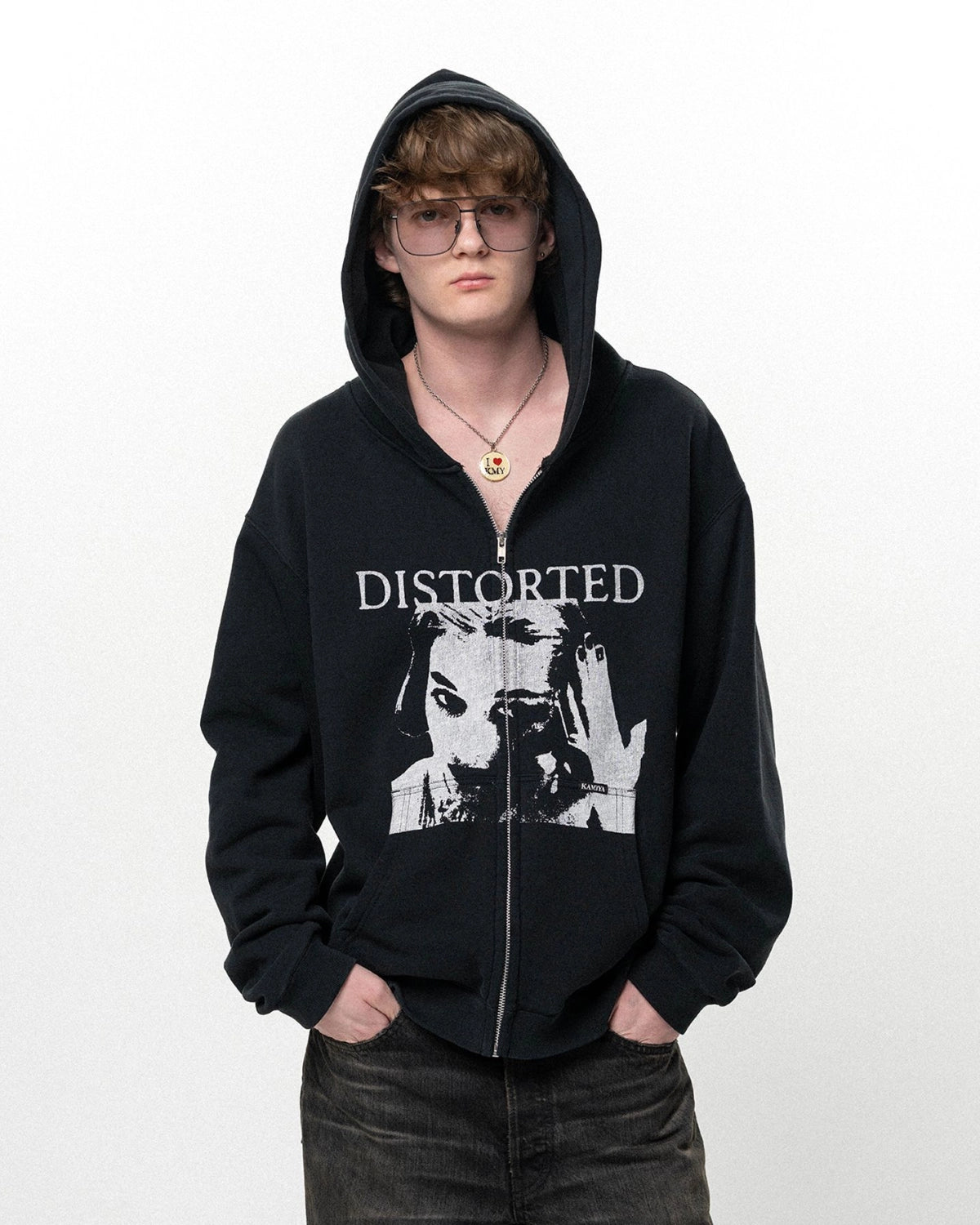 KAMIYA / "DISTORTED Girl" Zip-up Hoodie (G17HD101)