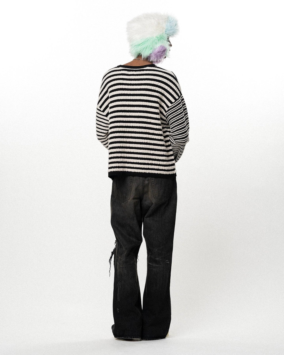 KAMIYA / Horizontal Multi Stripe Bouclé Knit (G17PO081)