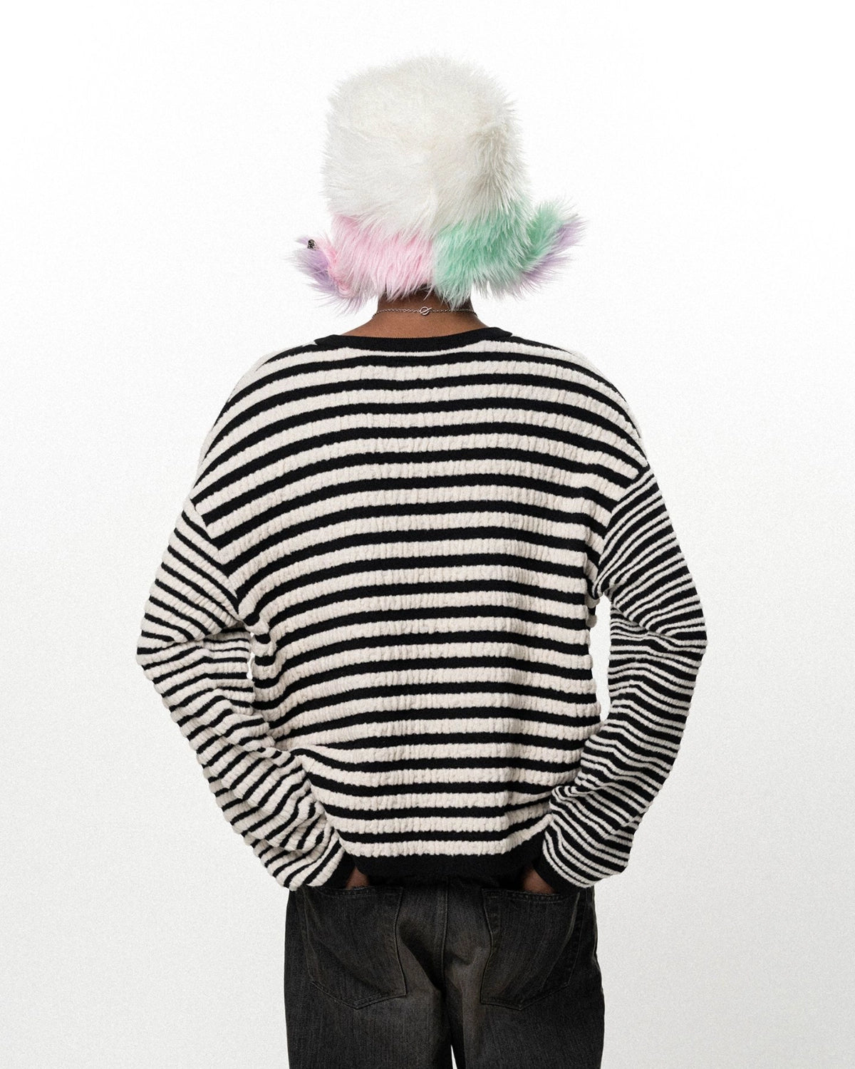 KAMIYA / Horizontal Multi Stripe Bouclé Knit (G17PO081)