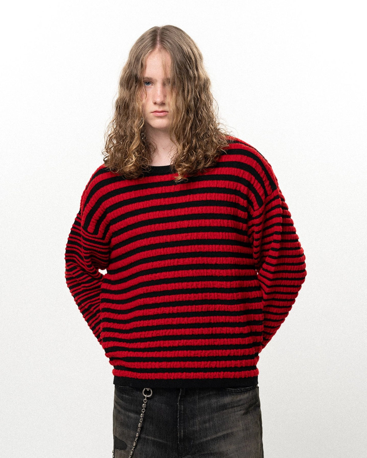 KAMIYA / Horizontal Multi Stripe Bouclé Knit (G17PO081)