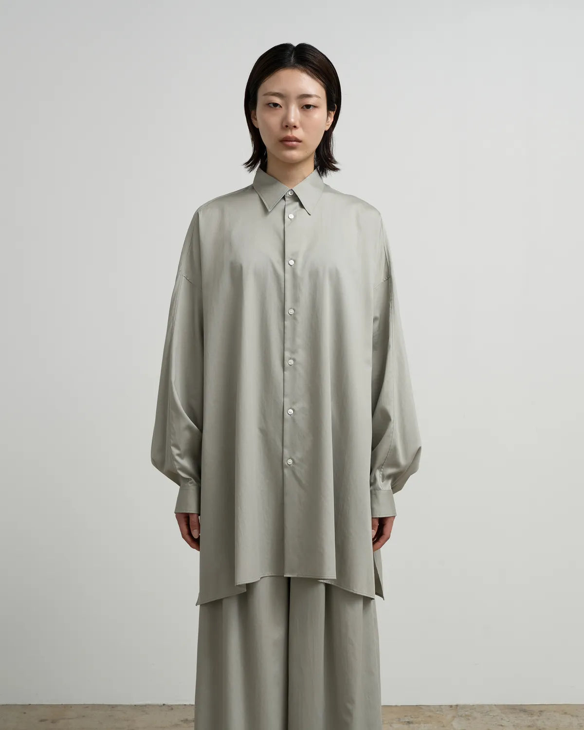 Graphpaper / Silicon Poplin Deep Slit Regular Collar Shirt (GL263-50198)