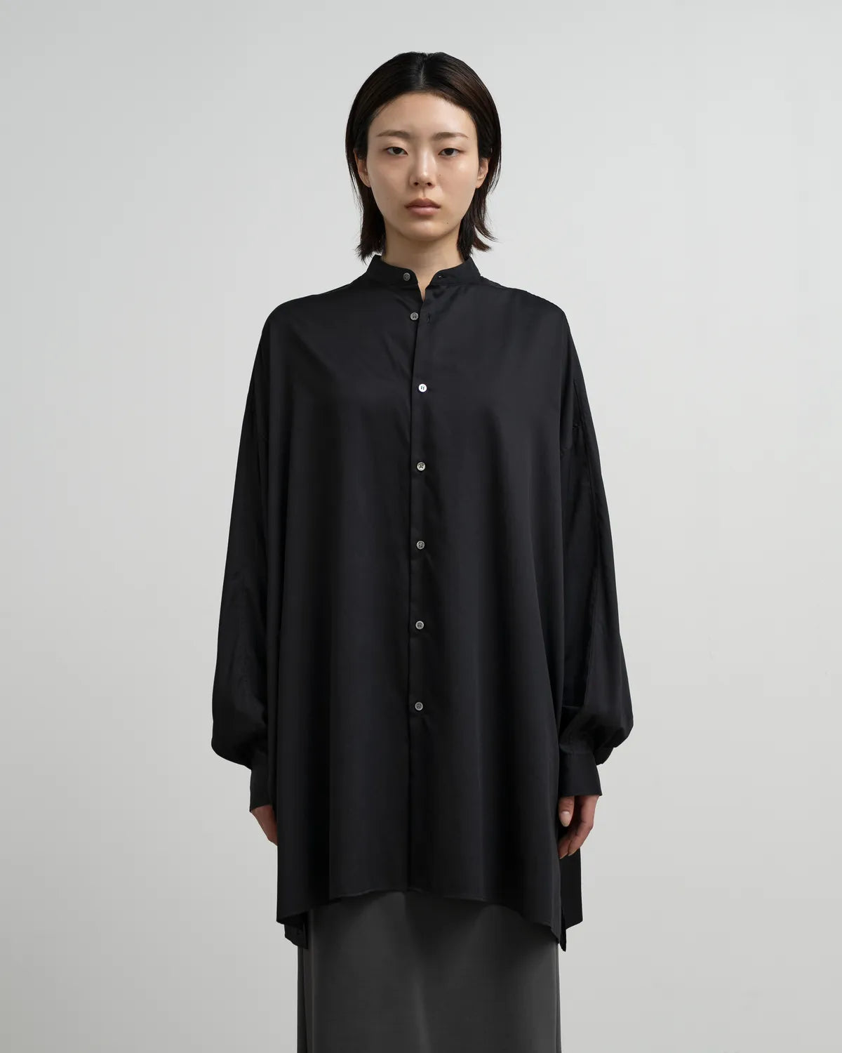 Graphpaper / Silicon Poplin Deep Slit Band Collar Shirt (GL263-50199)