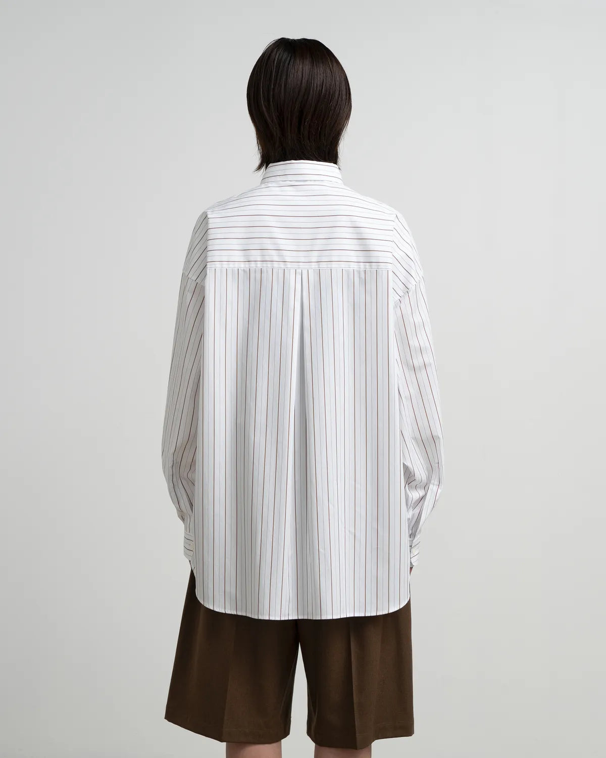 Graphpaper / SIDOGRAS Brown Stripe Oversized Regular Collar Shirt (GL263-50347)