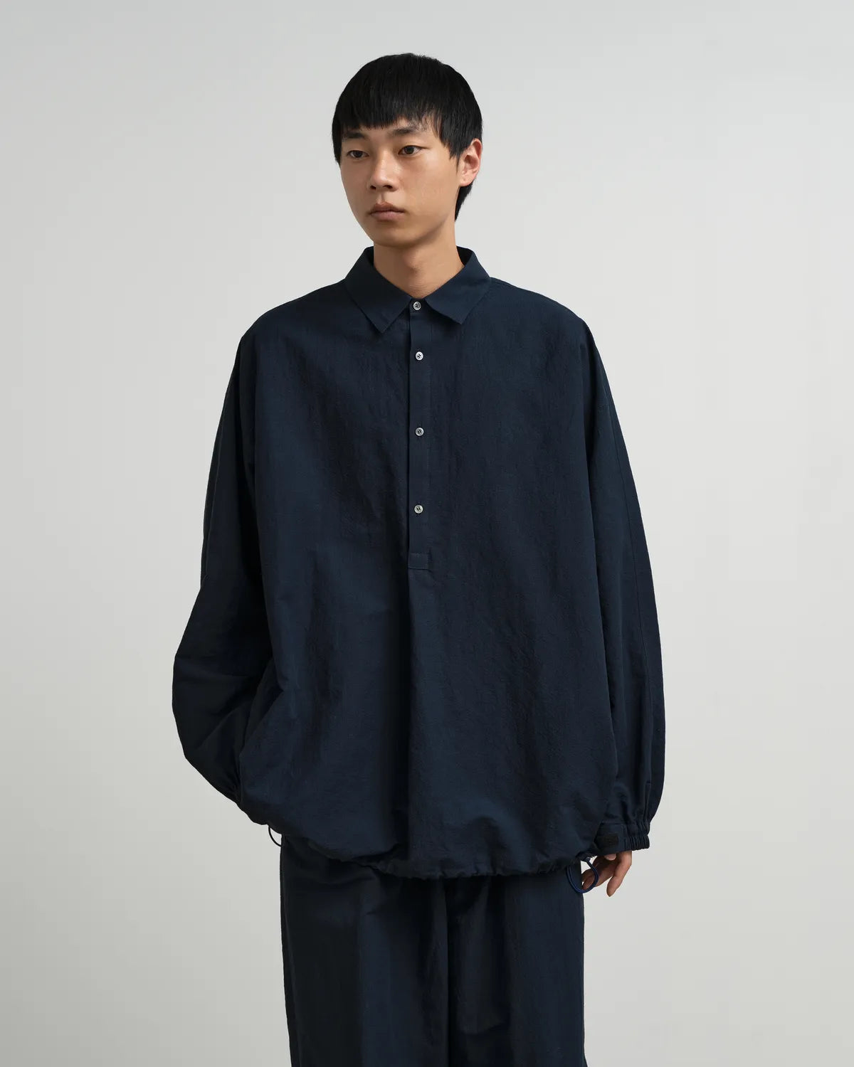25SS グラフペーパー Seersucker Pullover シャツ 黒 Graphpaper（グラフペーパー） / Cotton Linen Seersucker L/S