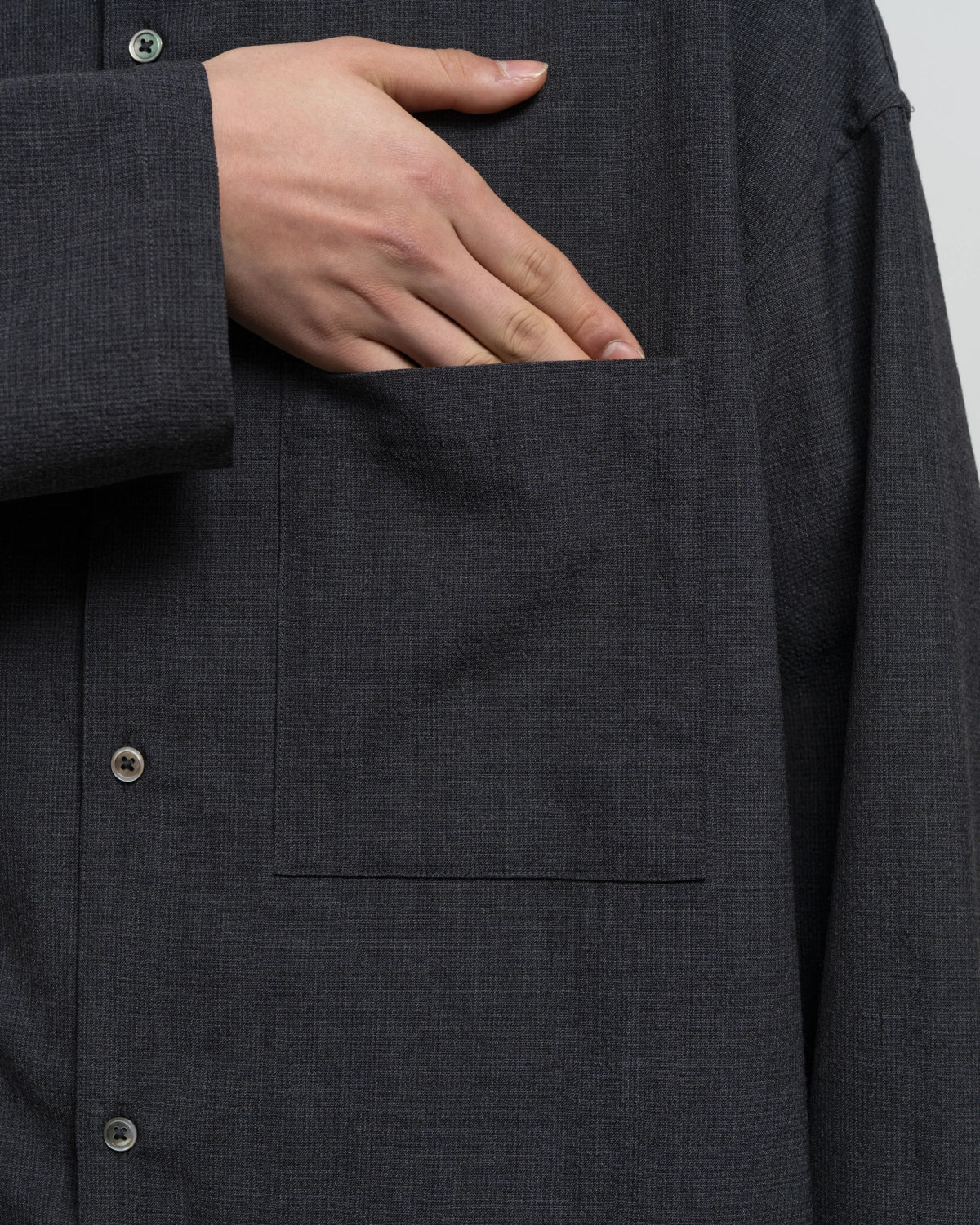 Graphpaper Re: (※Graphpaper NAGOYA EXCLUSIVE) / Grain Wool L/S Oversized Box Shirt (GM262-50700N)