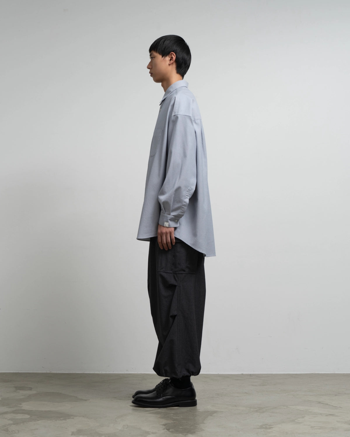 Graphpaper Re: (※Graphpaper NAGOYA EXCLUSIVE) / Hair Line Sucker Stripe L/S Oversized Regular Collor Shirts (GM262-50702N)