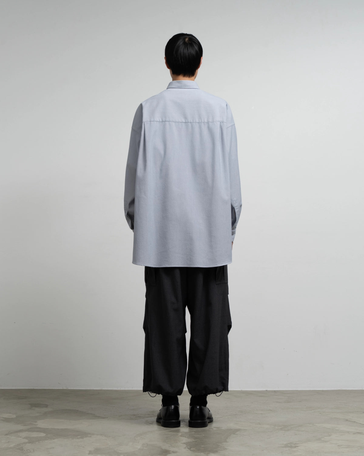 Graphpaper Re: (※Graphpaper NAGOYA EXCLUSIVE) / Hair Line Sucker Stripe L/S Oversized Regular Collor Shirts (GM262-50702N)