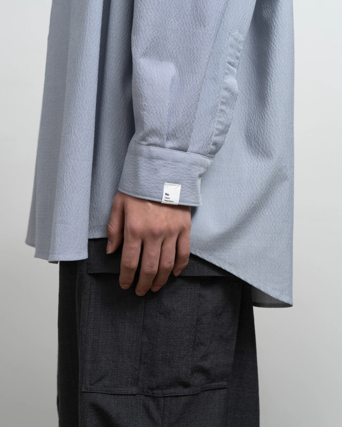 Graphpaper Re: (※Graphpaper NAGOYA EXCLUSIVE) / Hair Line Sucker Stripe L/S Oversized Regular Collor Shirts (GM262-50702N)