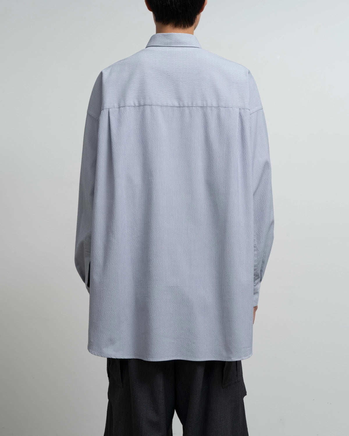Graphpaper Re: (※Graphpaper NAGOYA EXCLUSIVE) / Hair Line Sucker Stripe L/S Oversized Regular Collor Shirts (GM262-50702N)