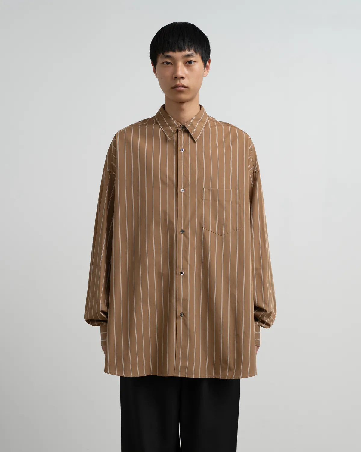 Graphpaper / SIDOGRAS Brown Stripe L/S Oversized Regular Collar Shirt (GM263-50345)