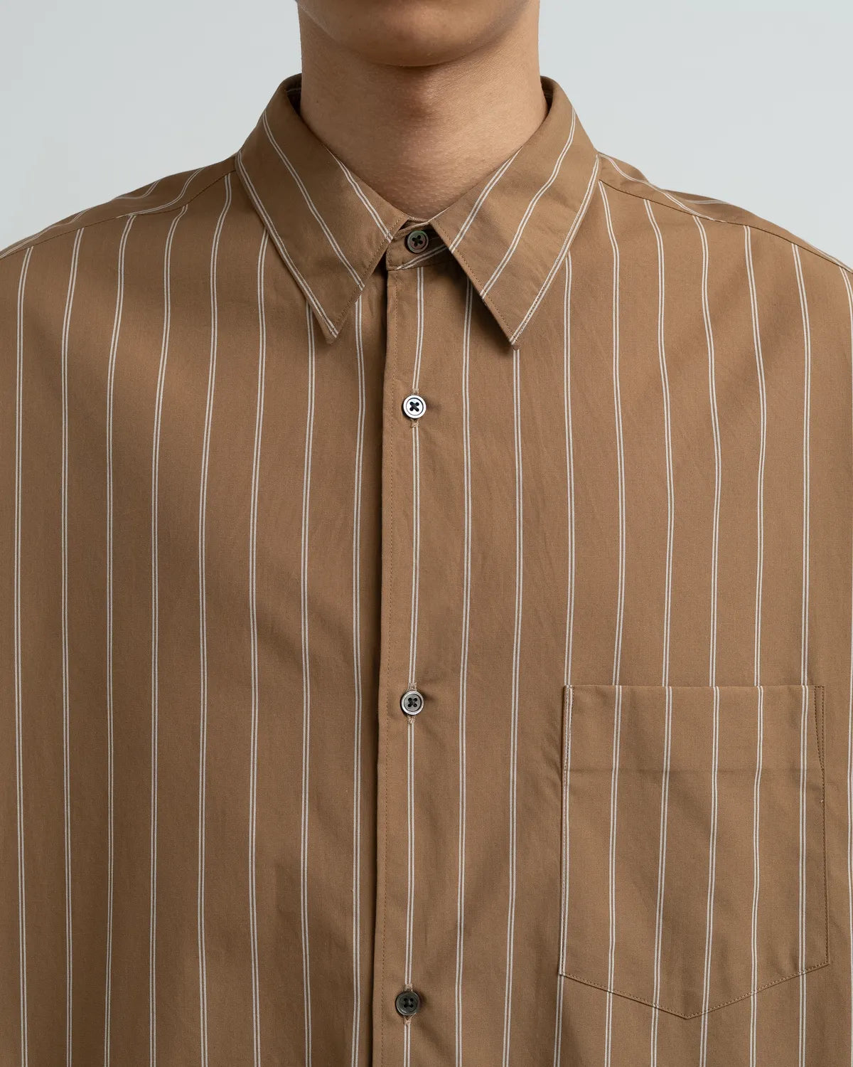 Graphpaper / SIDOGRAS Brown Stripe L/S Oversized Regular Collar Shirt (GM263-50345)