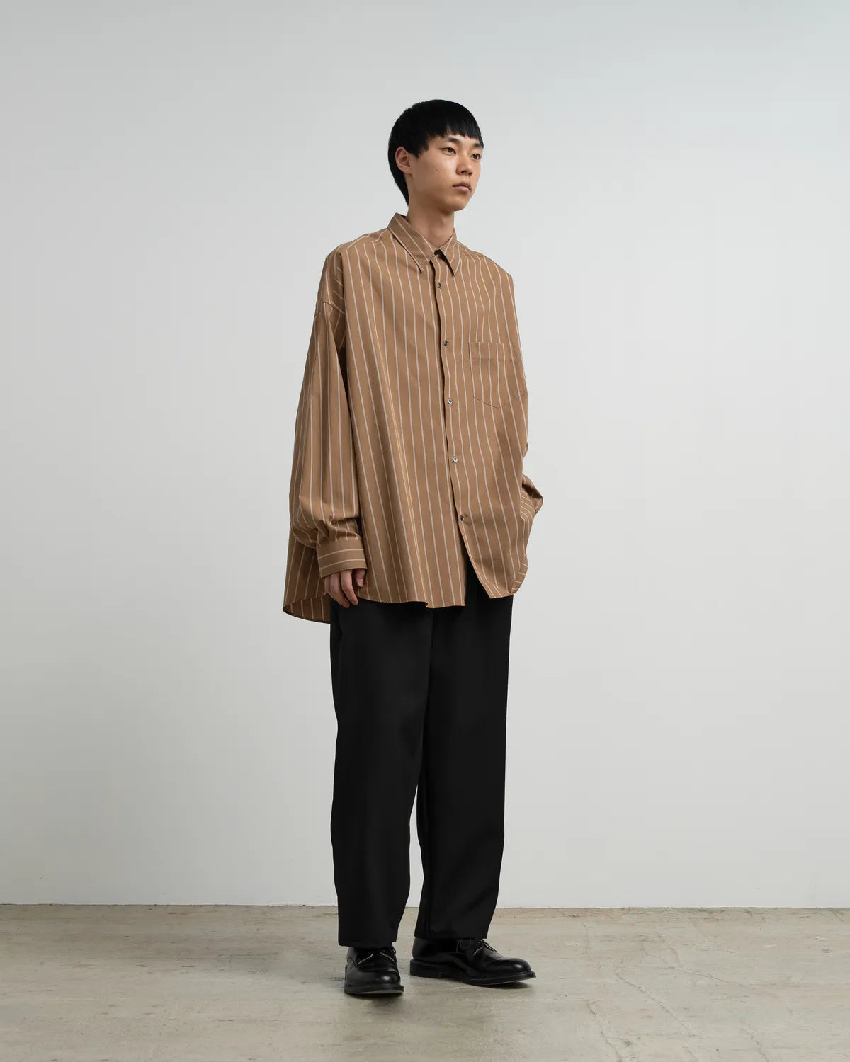 Graphpaper / SIDOGRAS Brown Stripe L/S Oversized Regular Collar Shirt (GM263-50345)