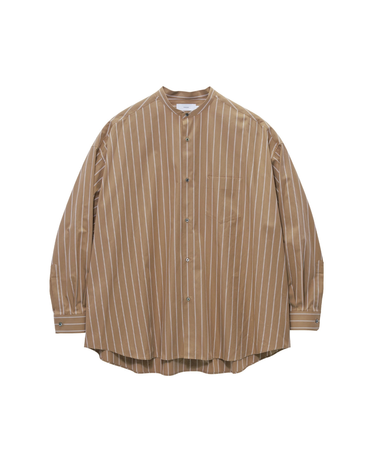 Graphpaper / SIDOGRAS Brown Stripe L/S Oversized Band Collar Shirt (GM263-50346)