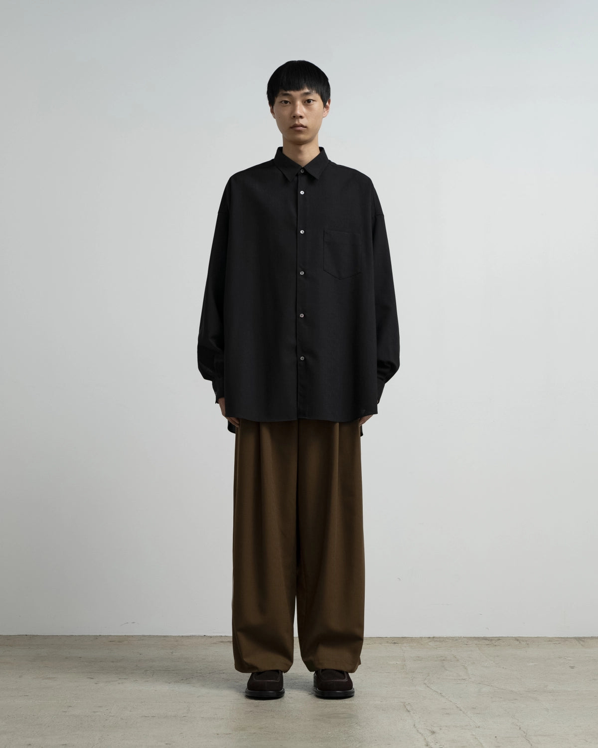 Graphpaper / Wool Hopsack L/S Oversized Regular Collar Shirt (GM263-50472)