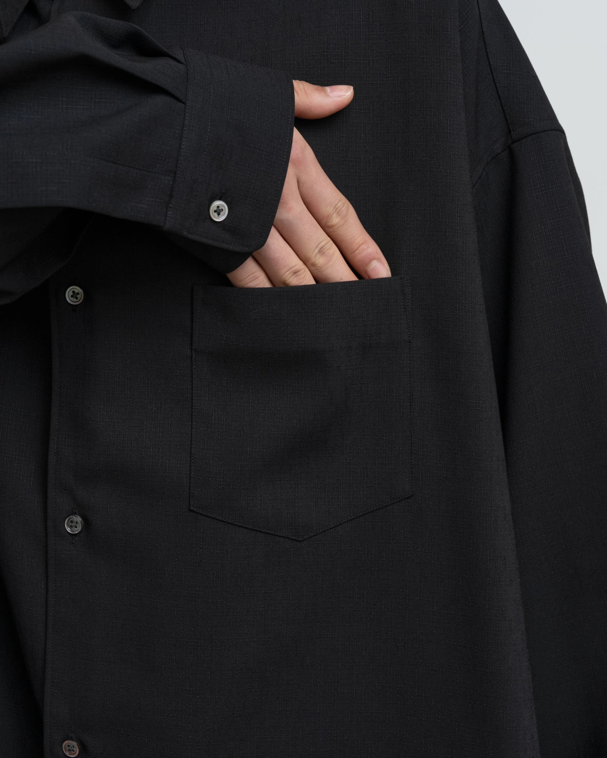 Graphpaper / Wool Hopsack L/S Oversized Regular Collar Shirt (GM263-50472)