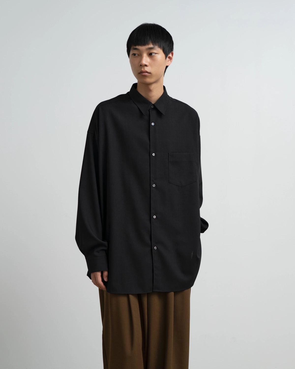 Graphpaper / Wool Hopsack L/S Oversized Regular Collar Shirt (GM263-50472)