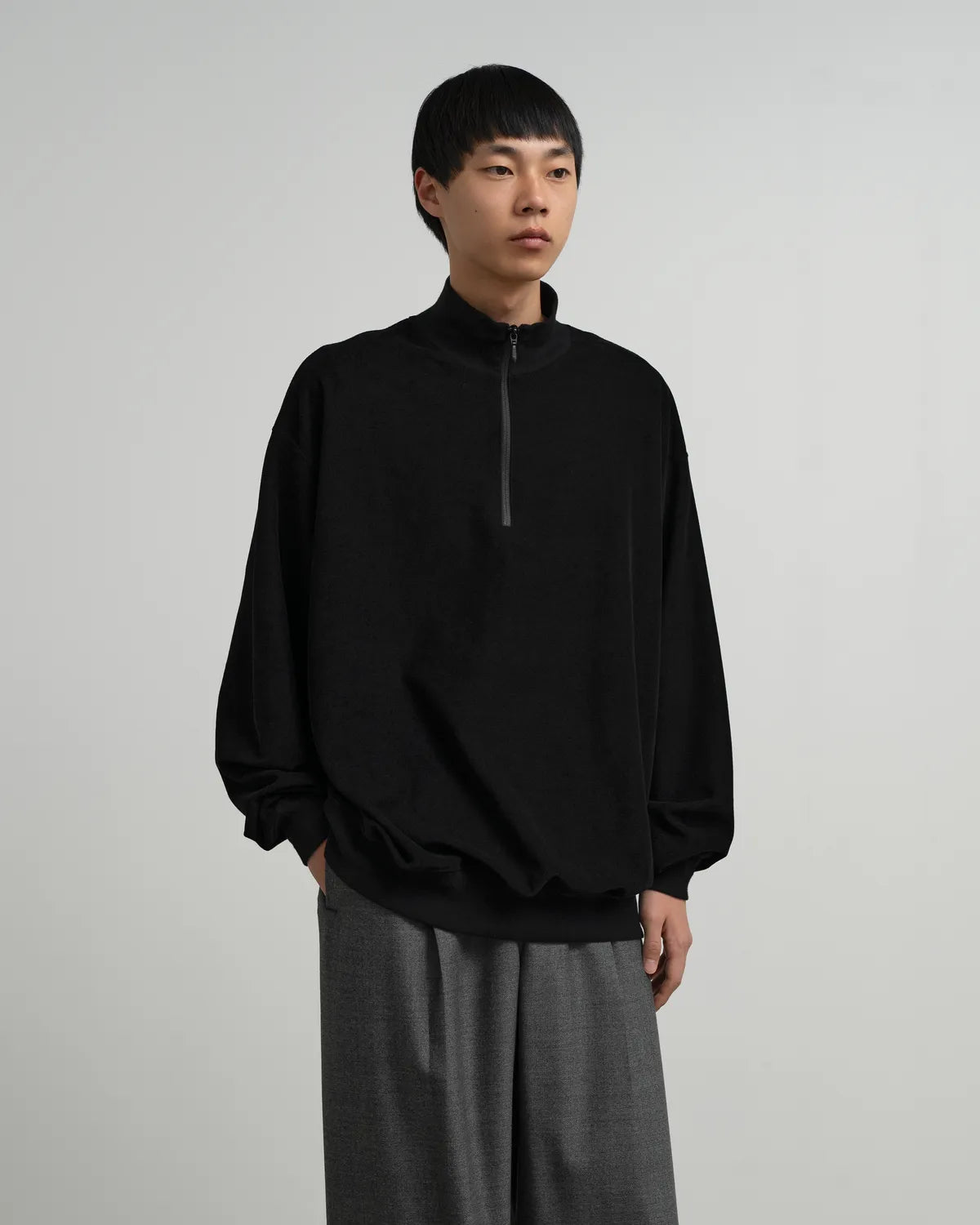 Graphpaper / Pique Velour Jersey Half Zip Sweatshirt (GM263-70254)