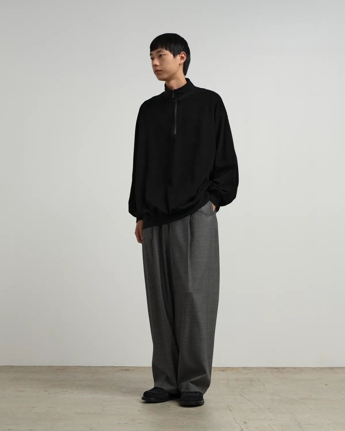 Graphpaper / Pique Velour Jersey Half Zip Sweatshirt (GM263-70254)