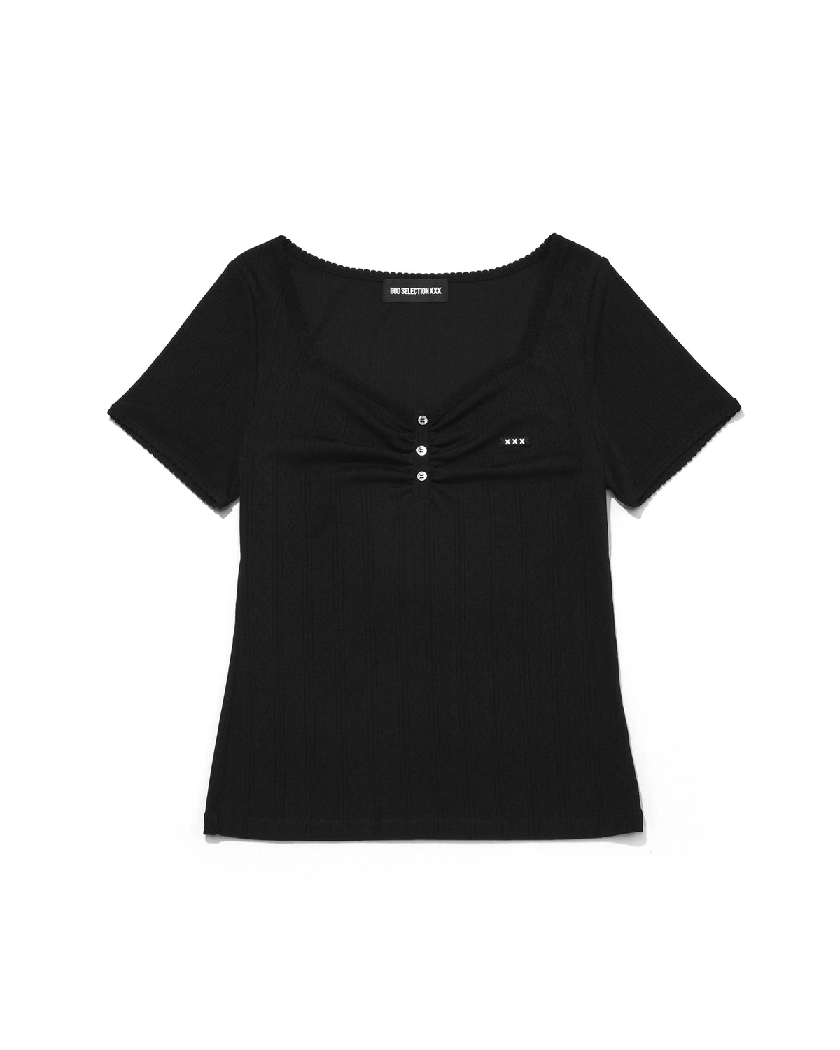 GOD SELECTION XXX の EYELET LACE T-SHIRT -WOMENS- (GXL-S26-CS-10)
