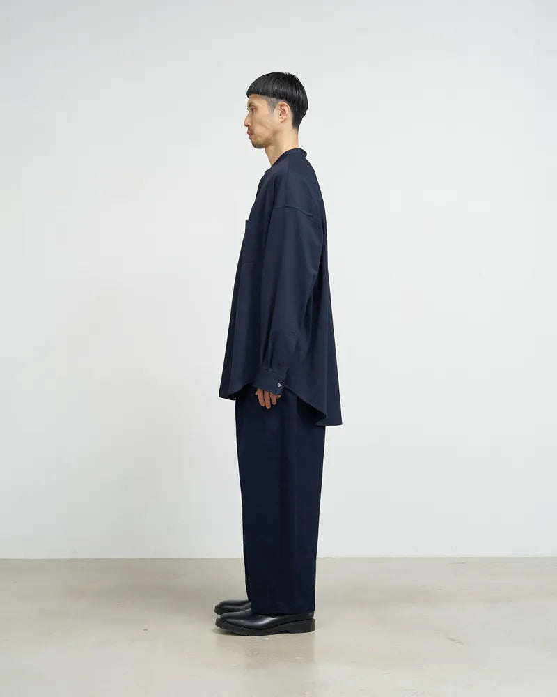 Graphpaper / Oxford Pique Jersey L/S Oversized Band Collar Shirt
