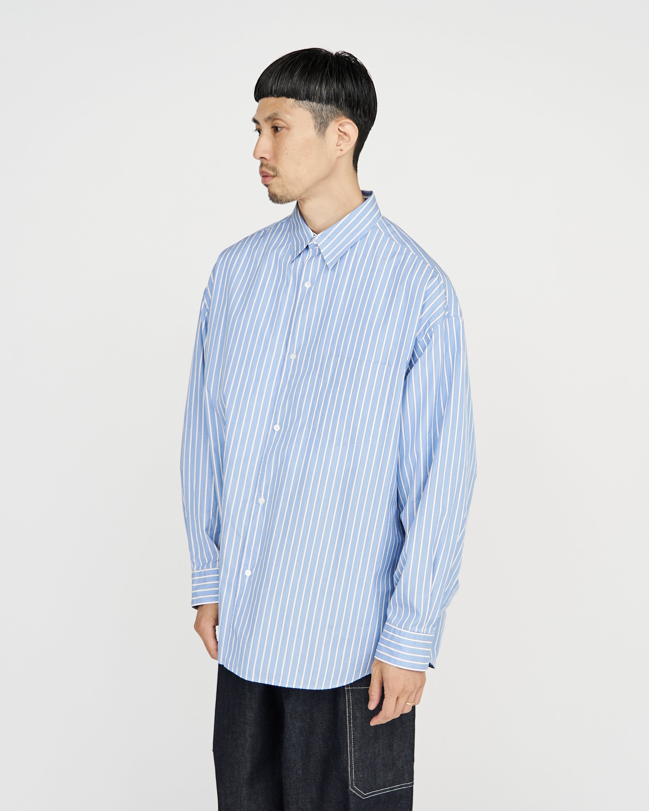 Graphpaper / SOKTAS High Count Broad L/S Oversized Regular Collar Shirt (STRIPE)