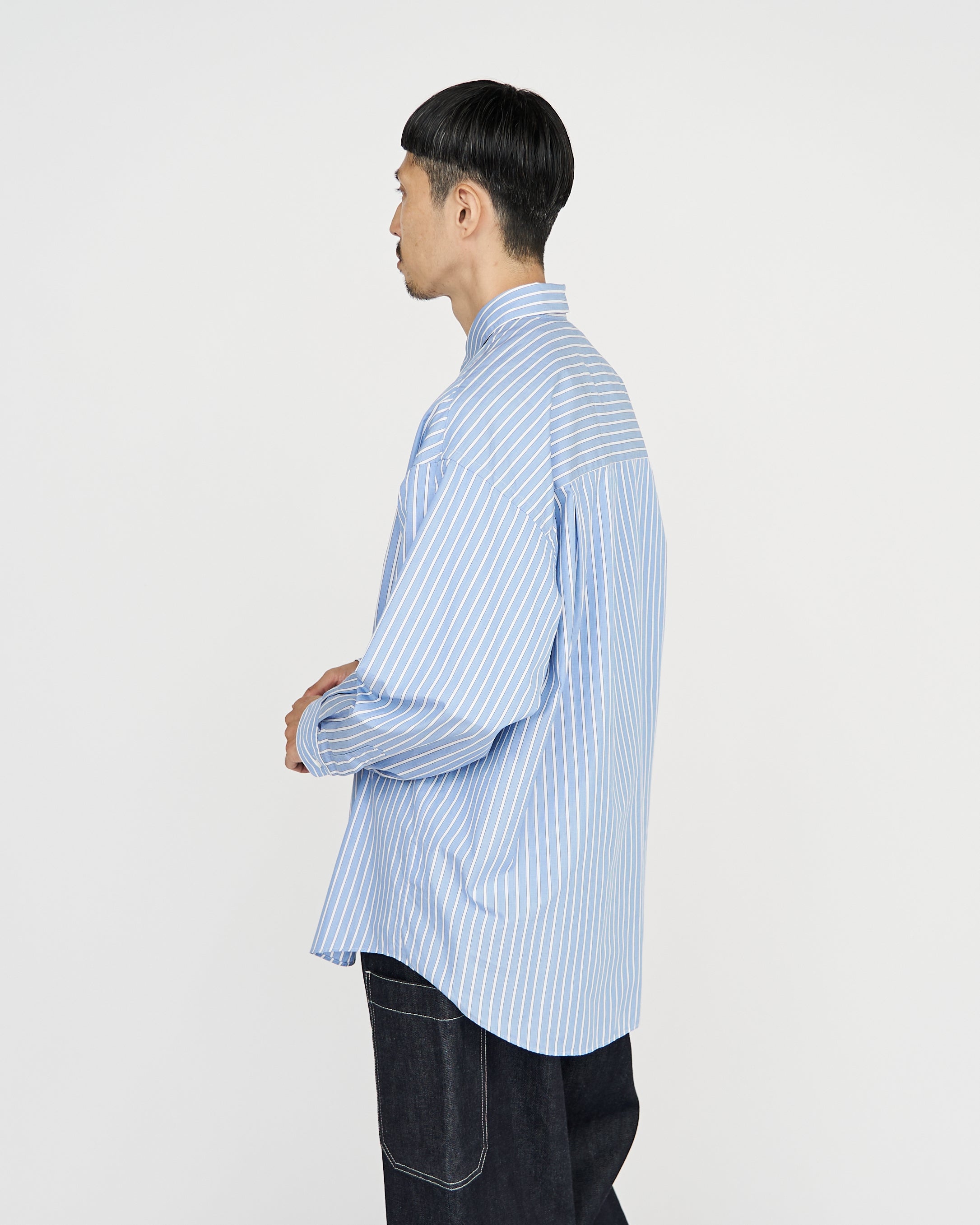 Graphpaper / SOKTAS High Count Broad L/S Oversized Regular Collar Shirt (STRIPE)