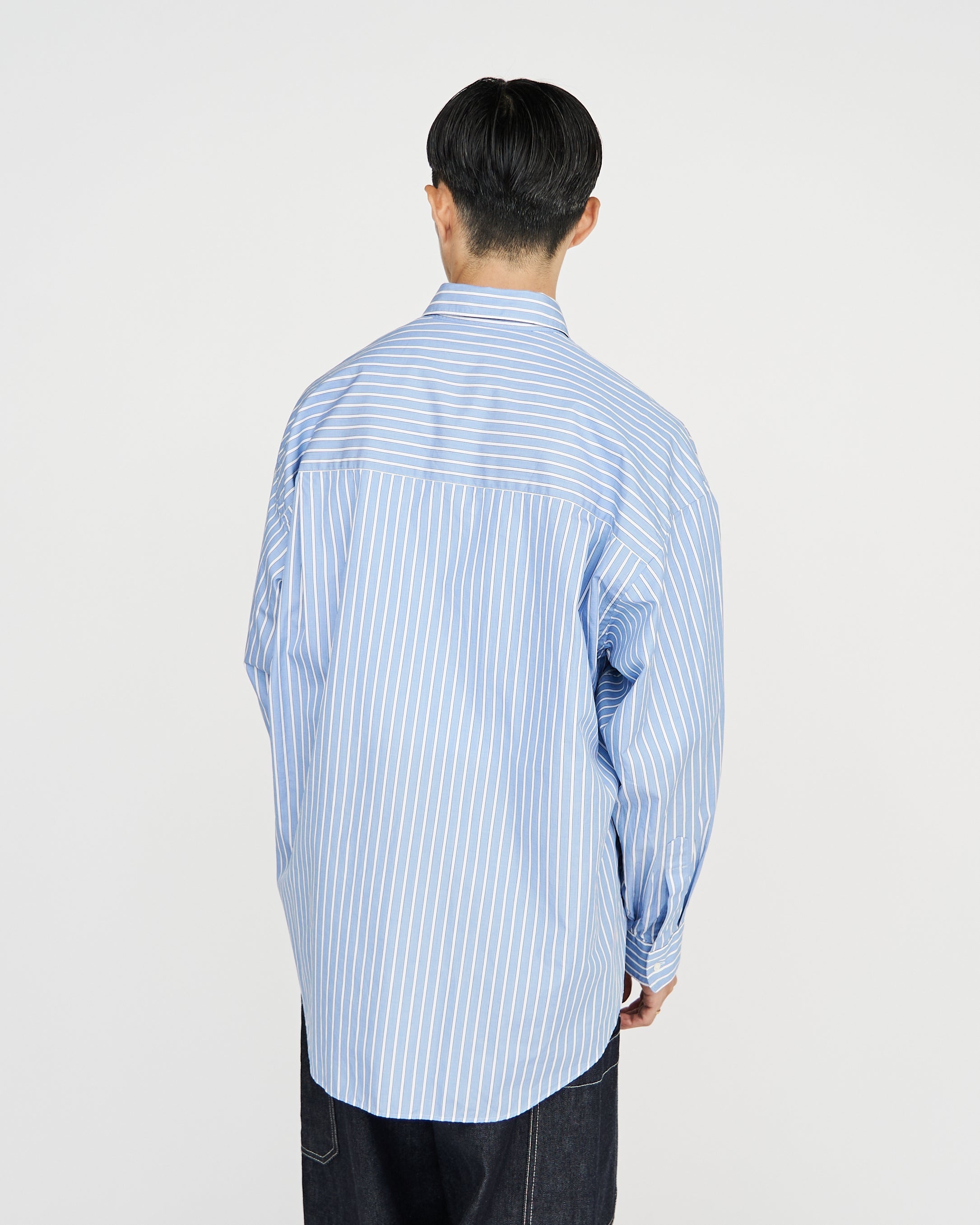 Graphpaper / SOKTAS High Count Broad L/S Oversized Regular Collar Shirt (STRIPE)