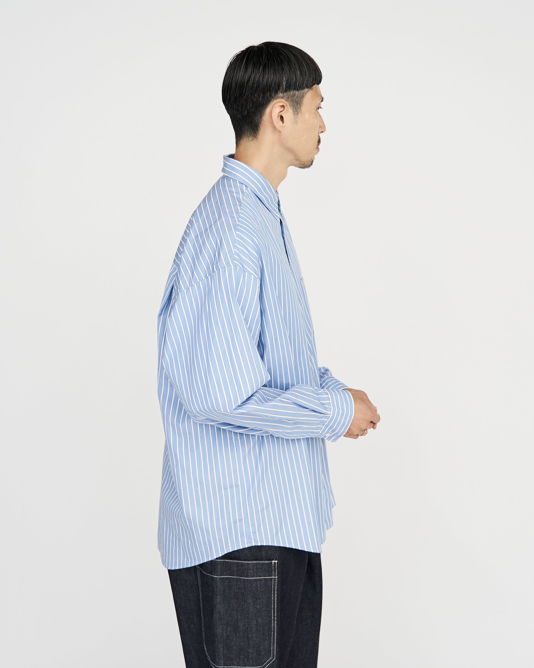 Graphpaper / SOKTAS High Count Broad L/S Oversized Regular Collar Shirt (STRIPE)