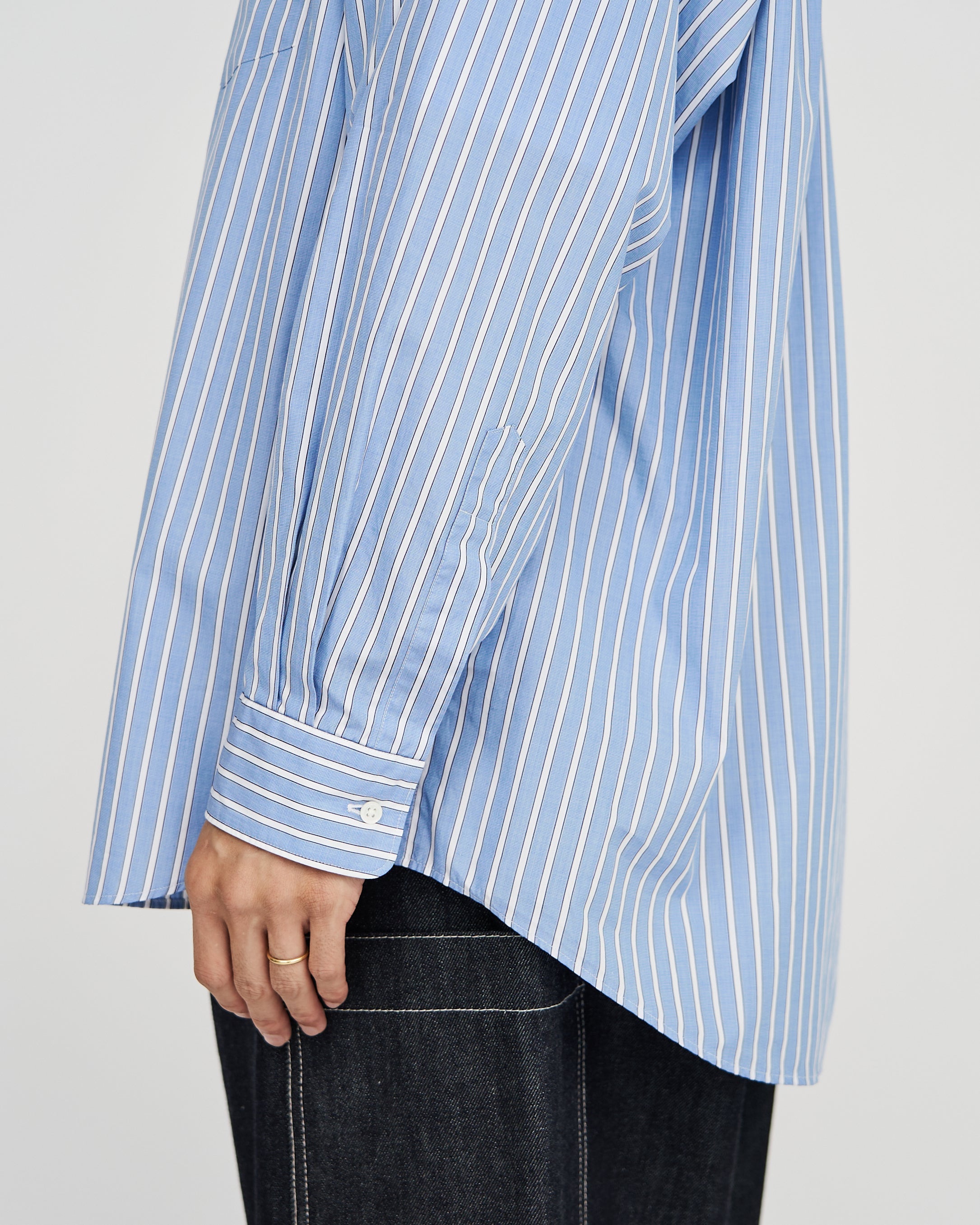 Graphpaper / SOKTAS High Count Broad L/S Oversized Regular Collar Shirt (STRIPE)