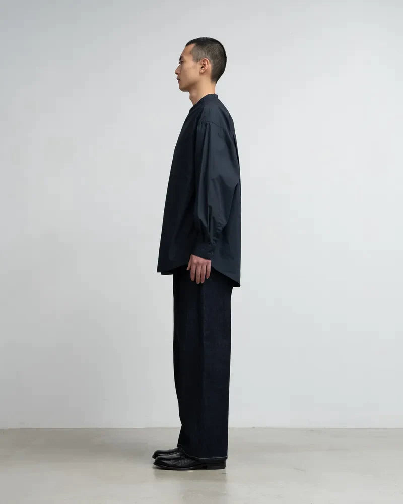 Graphpaper / Broad L/S Oversized Band Collar Shirt (GM244-50023B)