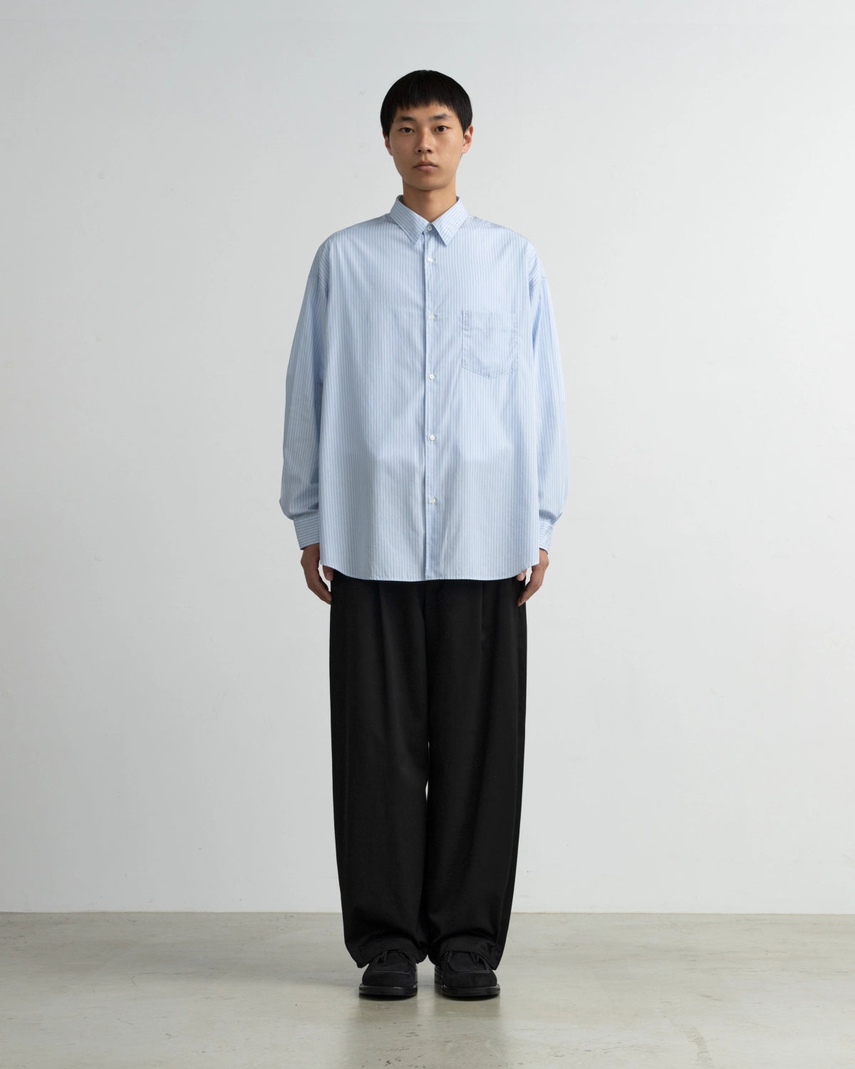 Graphpaper / Broad Stripe L/S Oversized Regular Collar Shirt (GM264-50025STB)