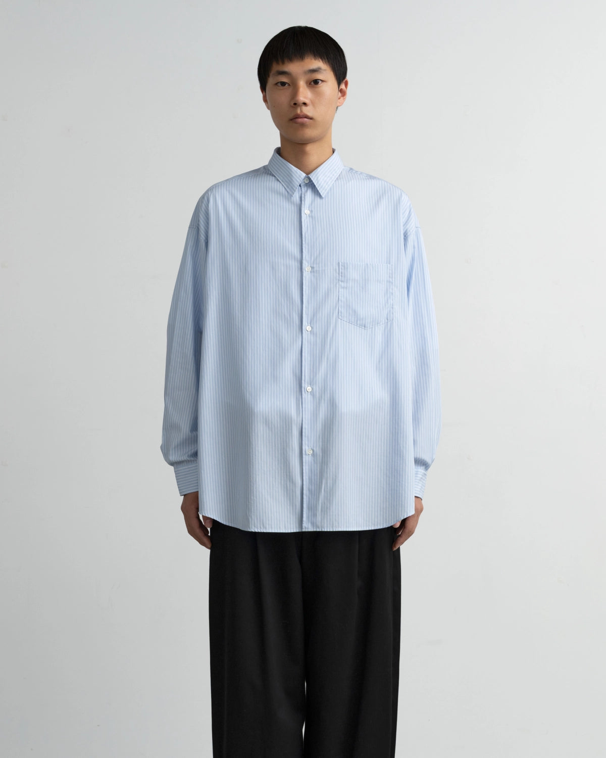 Graphpaper / Broad Stripe L/S Oversized Regular Collar Shirt (GM264-50025STB)