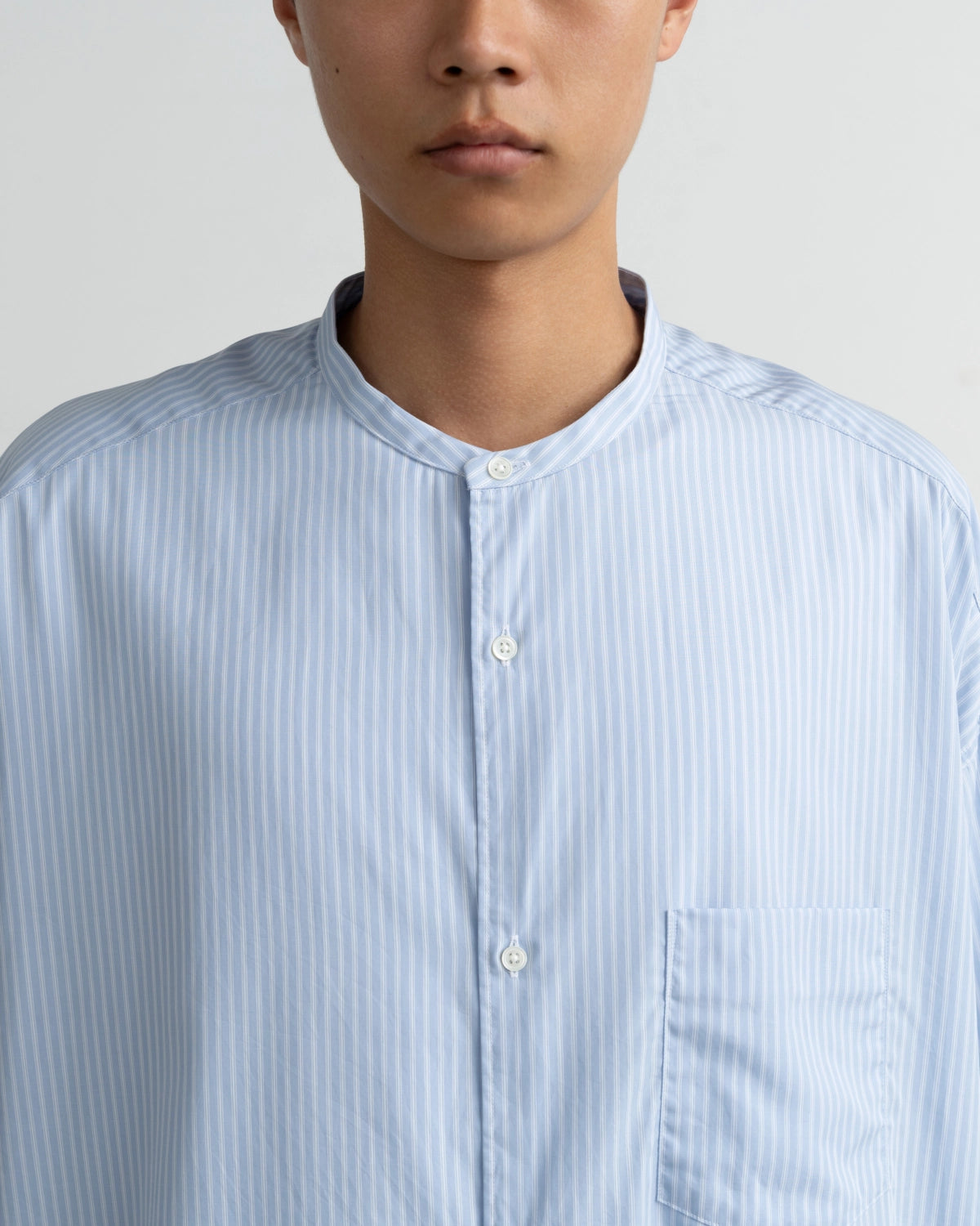 Graphpaper / Broad Stripe L/S Oversized Band Collar Shirt (GM264-50024STB)