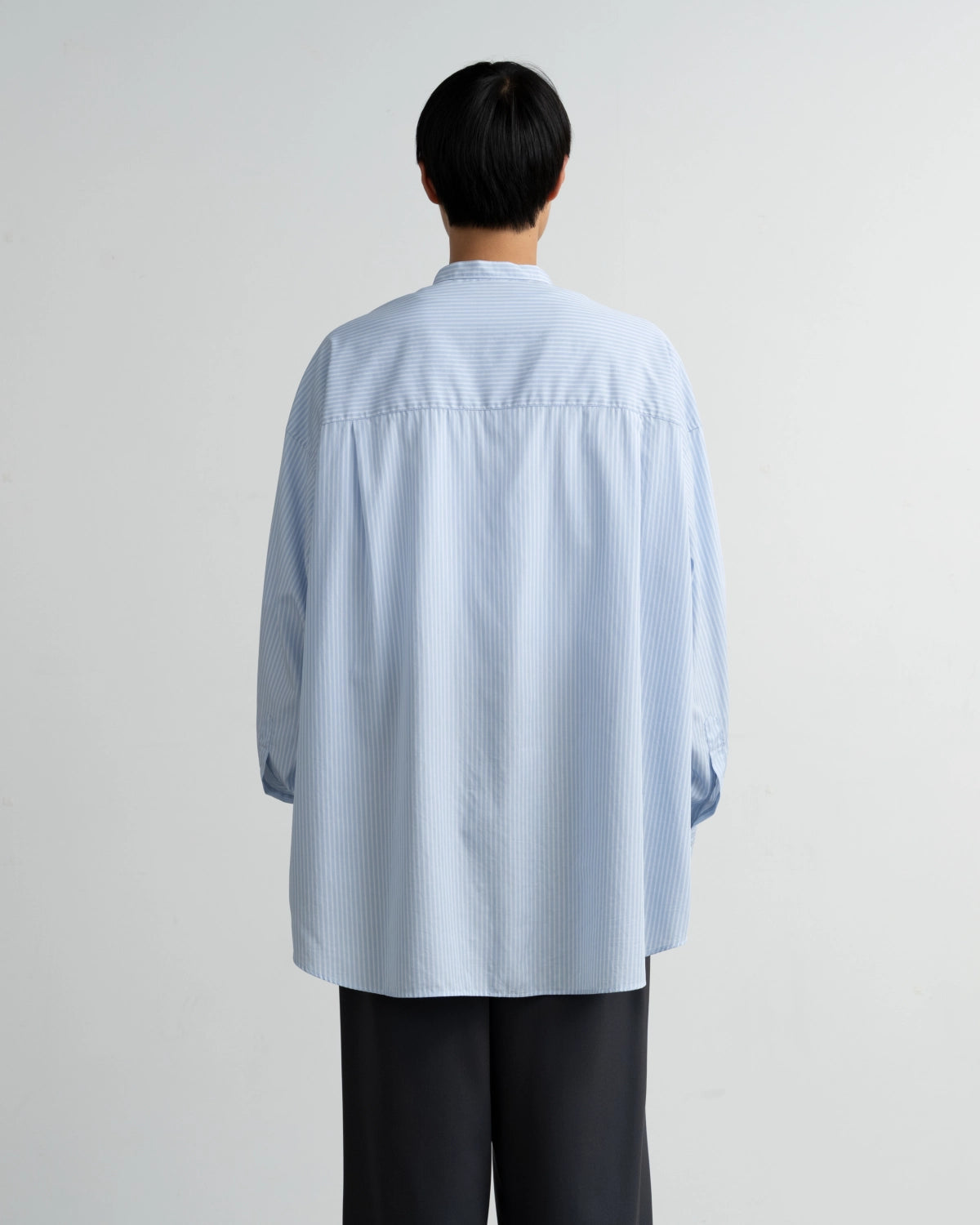 Graphpaper / Broad Stripe L/S Oversized Band Collar Shirt (GM264-50024STB)