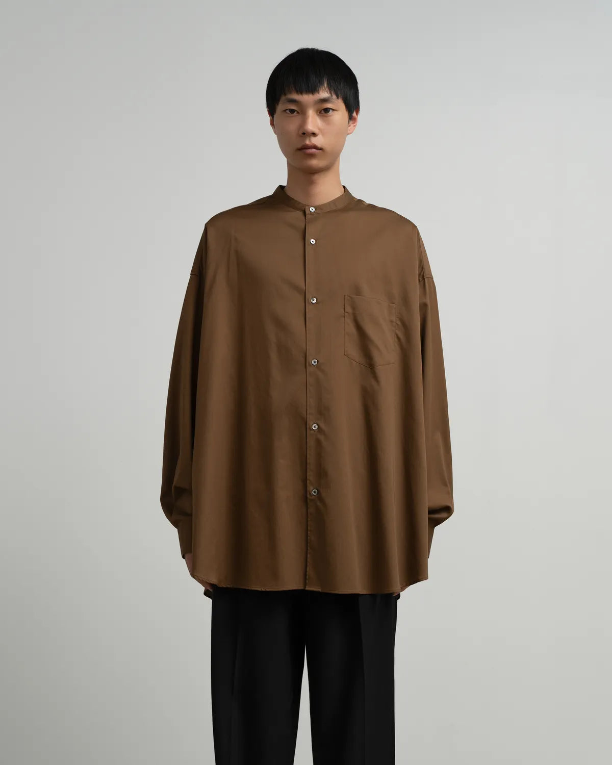 Graphpaper / Silicon Poplin Oversized Band Collar Shirt (GM263-50197)